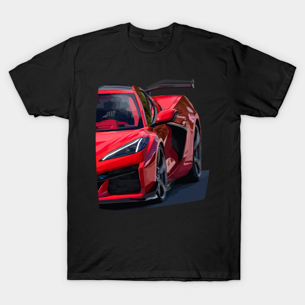 Corvette C8 Z06 Supercar Racecar Sportscar Red Z06 by Tees 4 Thee